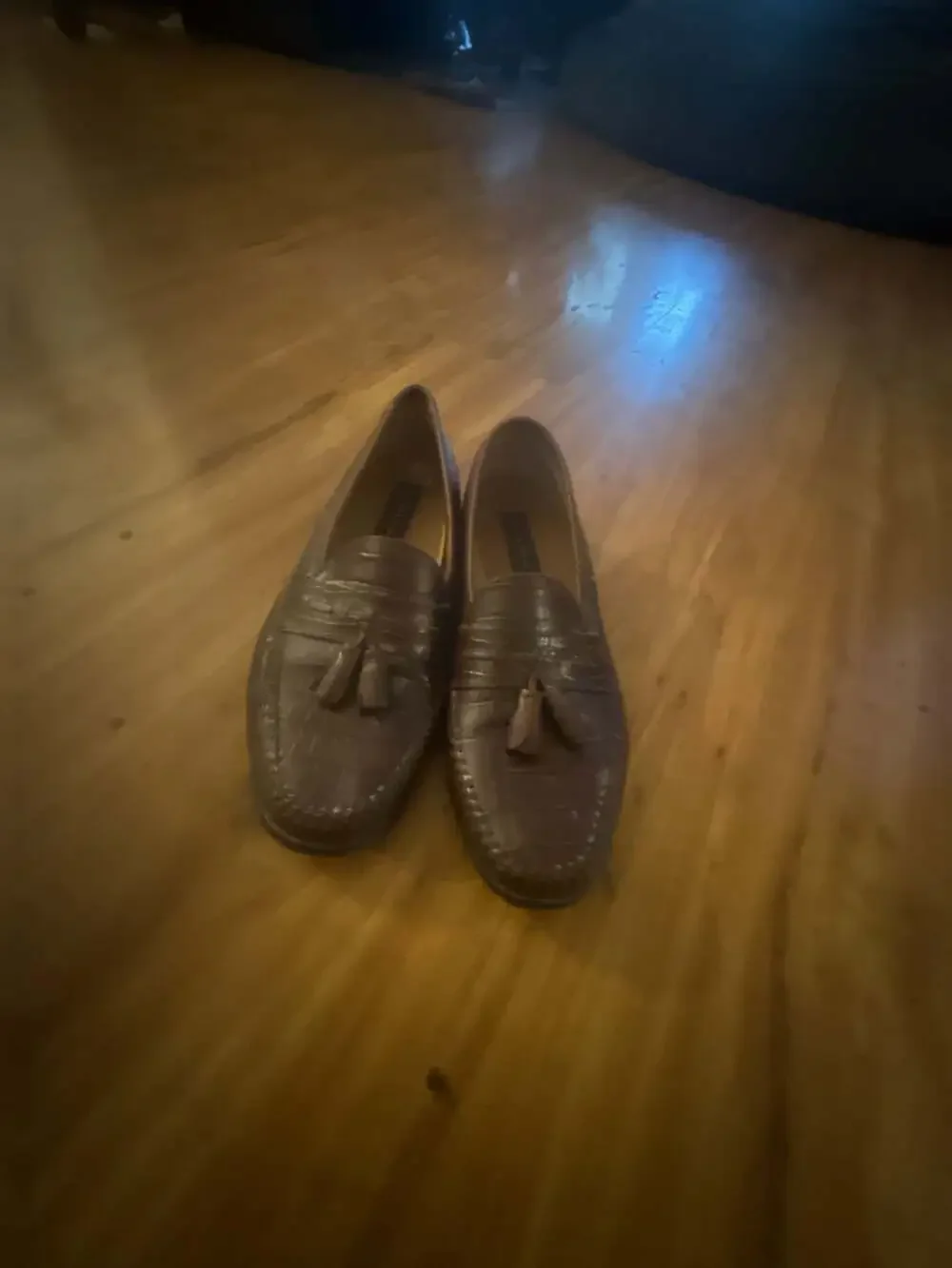 Florsheim Pisa Moc Toe Tassel Loafers in Brown Crocodile Print